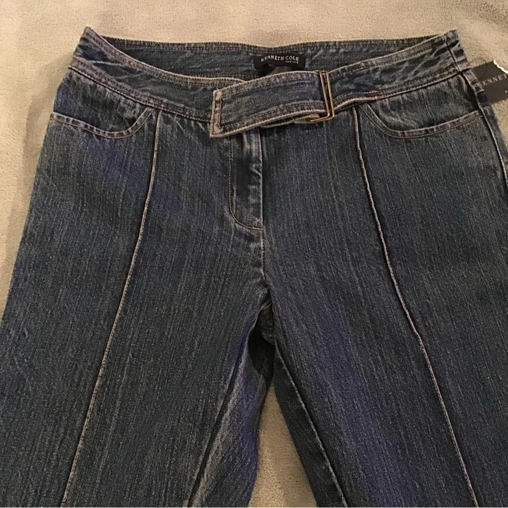 Petite Kenneth Cole zip front, hook belted jeans.